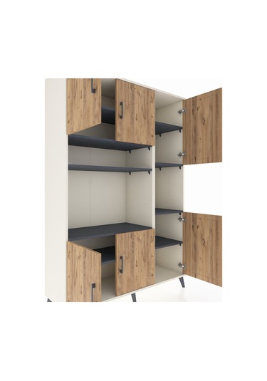 Hyperion Dolap 9 Raflı 6 Kapaklı 132x44x195 Aytaşı-çam/antrasit Atlas Çam/antrasıt