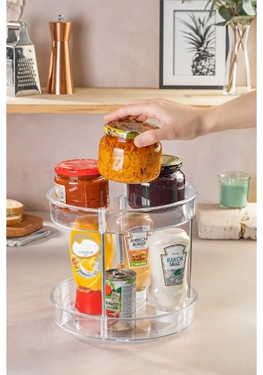 Çok Amaçlı Dönebilen 2 Katlı Organizer Şeffaf