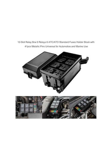 12 Yuvalı Röle Kutusu 6 Atc/ato Standart Sigorta Tutucu Bloğu, 41 Adet Metalik Pimli Evrensel Otomotiv Ve Denizcilik Kullanımı İçin