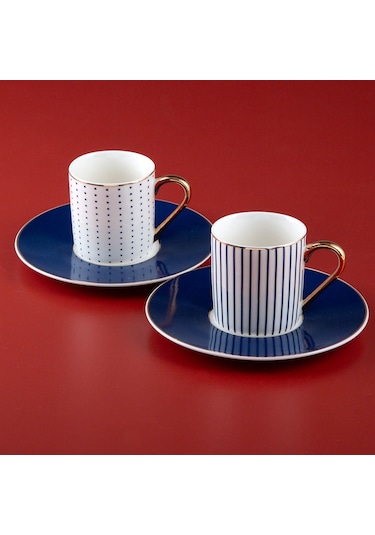 Jumbo Navy 2 Kişilik Kahve Fincan Takımı 90 Ml Mavi