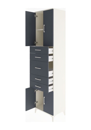 Hyperion Dolap 2 Raflı 5 Çekmeceli 4 Kapaklı 60x44x243 Aytaşı-antrasit Aytası