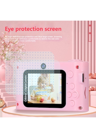 Vkemall Kız Çocukları İçin Pembe 20mp 1080p Dijital Fotoğraf Makinesi - 2.0 İnç Ekran, 8x Zoom, Ön-arka Kameralar, Dahili Pil,  Önerisi