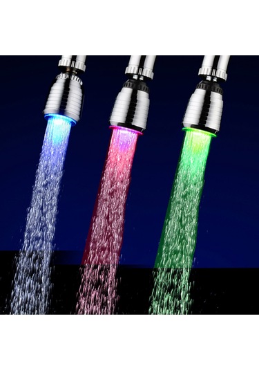 Shineyee Led Su Faucetı Rgb Renkli Isı Algılama 360 Dönüşümlü Su Akımı İle Çalışır Banyo Mutfak Aydınlatma GÜMÜŞ