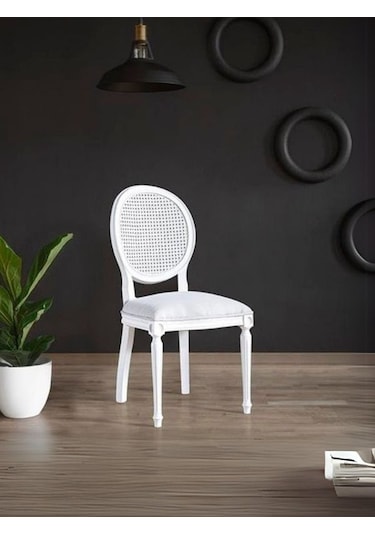 Madalyon Hazeranlı Sandalye Beyaz