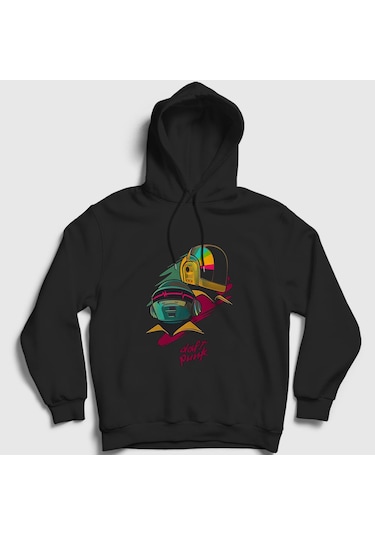 Presmono Unisex Helmets Daft Punk Kapüşonlu Sweatshirt Siyah