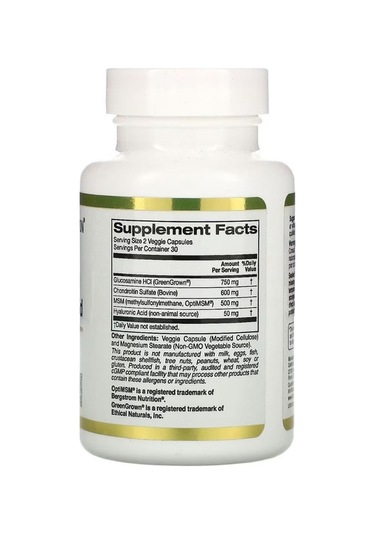 California Gold Nutrition, Glucosamine Chondroitin, Msm Plus Hyaluronic Acid, 60 Veggie Kapsül