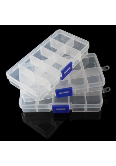 3 Takım X 10 Bölme Küçük Organizatör Depolama Plastik Kutu Zanaat Tırnak Sigorta Boncuk 10 Grids