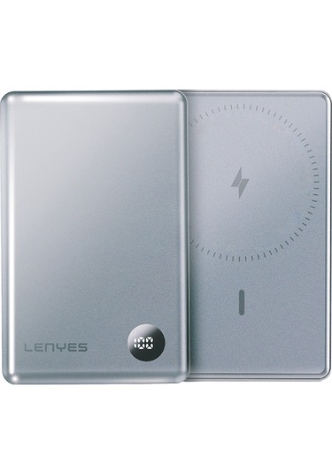 Lenyes Pw037d Ultra İnce Dijital Led Ekranlı Wireless Kablosuz Powerbank 5000mah Gri