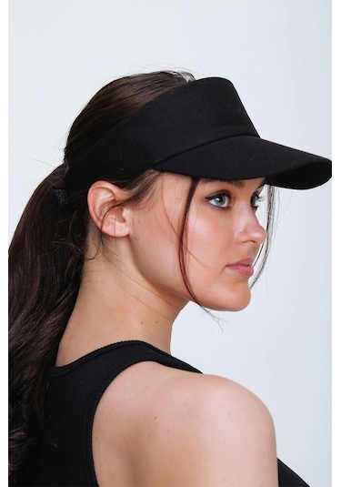 Unisex Uv Koruyucu Vizör Kasket Siperlik Tenis Şapka Beyaz-Siyah (505475956)