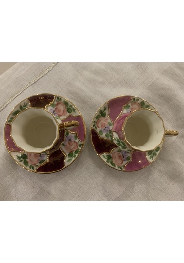 Fermato 4 Parça 2 Kişilik El Boyama Kahve Fincanı Çok Renkli