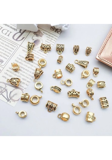 Monyee Zink Çelik Üç Yollu Bağlantı Elemanı 13mm Boyut, 4.5mm Delik 15 Farklı Desen, Toplam 30 Adet 1.2g/adet - Sn46 Altın