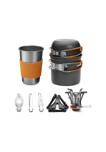 Kamp Tencere Portatif Dağınıklık Kiti Kamp Tencere Y27900c-1 Turuncu