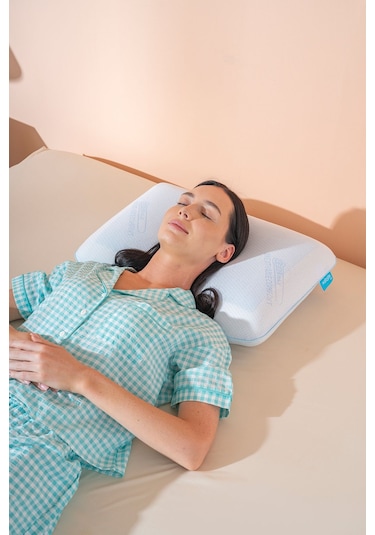 Visco Yüksek Terletmeyen Ortopedik Yastık Serinleten Visco Yastık Jelli Yastık 60x40x15cm Beyaz