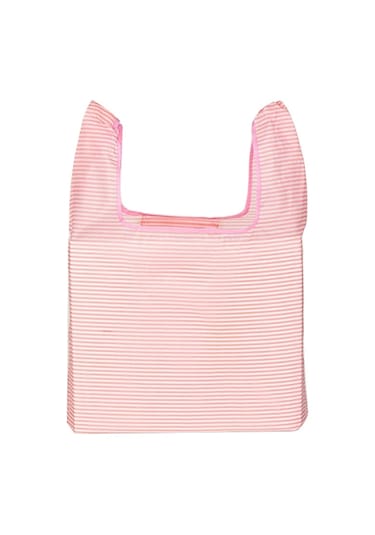 Baskı Katlanabilir Alışveriş Çantası Büyük Kapasiteli Saklama Çantaları Pembe Çizgili Çok Renkli