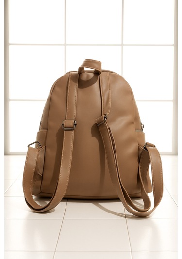 Newish Polo Donna Model Sırt Çantası-yıkama Suni Deri Sütlü Kahverengi