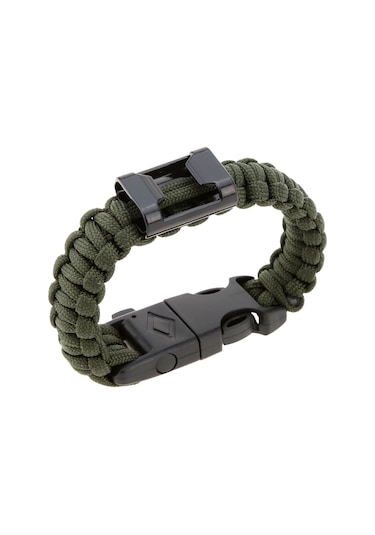 Moveevo Yeşil Askeri Kurtarma Bileklik - 3m Paracord, Çakmak Taşı, İshak Ve Şişe Açıcı İle Dış Mekan Malzemesi Koyu Yeşil