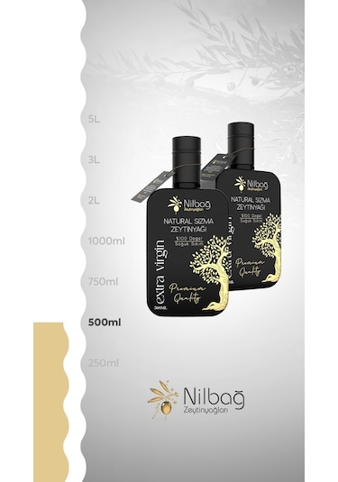 Nilbağ Zeytinyağları Ayvalık Erken Hasat Natural Sızma Zeytinyağı Soğuk Sıkım Moresca 500 ML
