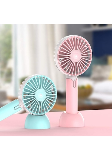 Mini Usb Şarj Edilebilir Taşınabilir Fan, Sessiz, 3 Hız Mavi