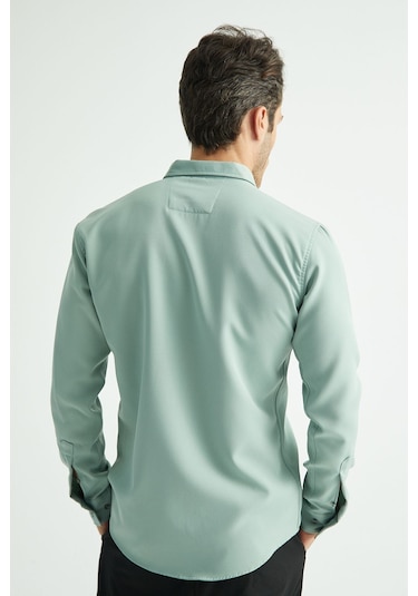 Redline Flex Slim Fit Yumuşak Kolay Ütü Nefes Alan Erkek Gömlek Mint