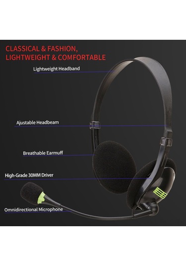 Ruicoo Oyun İçin Ayarlanabilir Mikrofonlu Kulaklık, Çift 3.5mm Bağlantılı, Sy440mv Model