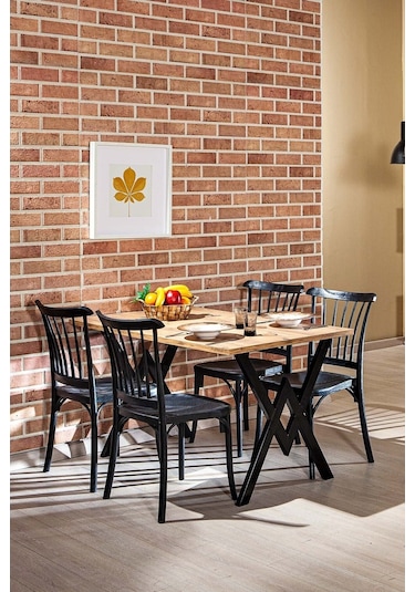 Violet Home Mutfak Sandalyesi 4 Adet Siyah