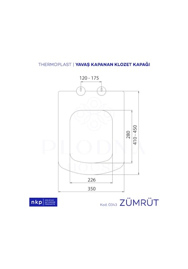 Kare Yavaş Kapanan Klozet Kapağı Zümrüt