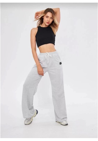 İki İplik Bol Paça Eşofman Pantalon - Gri Gri