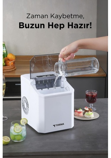 Torima YH16 Beyaz Portatif Taşınabilir Hızlı Buz Yapma Makinası
