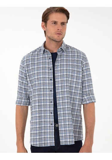 Pierre Cardin Erkek İndigo Gömlek Desenli 50292811-vr028 İndigo