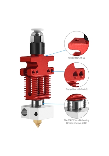 Dofolink 3d Yazıcı Ek Parçası: Cr-6 Se Ekstruder Hotend Seti Ekstruder + 3 Adet 0.4mm Tts Uç + İç İkiz Açılı Anahtar