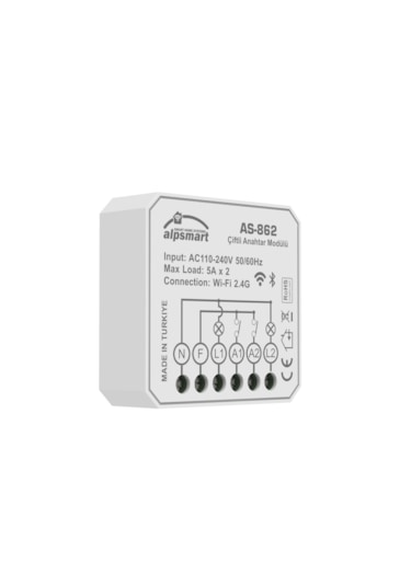 Alpsmart As-862 Akıllı Wi-fi Çiftli Duvar Anahtarı Modülü Tuya