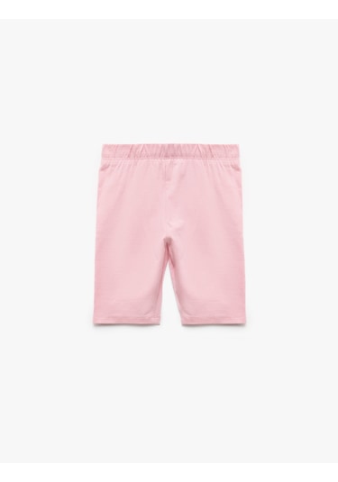 Koton Pamuklu Beli Lastikli Basic Kısa Tayt Pembe 5skg40056ak Gül