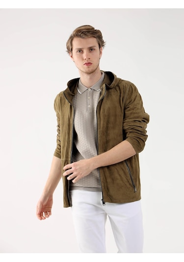 Dufy Haki Erkek Regular Fit Kapüşonlu Mont - 96314 Haki
