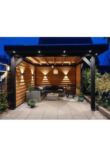 4 Watt Amber Işık Ledli Dekoratif Işık Süzmeli İç Ve Dış Mekan Aplik, Modern Armatür, Şık Armatür Siyah