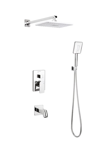 Mistillo Ankastre Duş Seti 265x175 Mm Dikdörtgen Tepe Duşu+yönlendirici+gaga Krom - Parlak