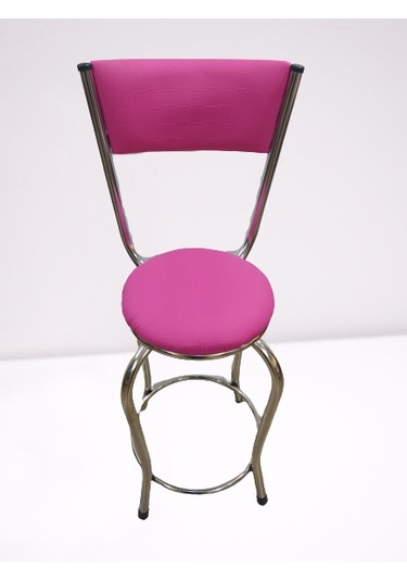 Bengimobilya Sandalye Bar Tipi Yüksek Model Pembe Fuşya 1Adet Metal Çelik Nike