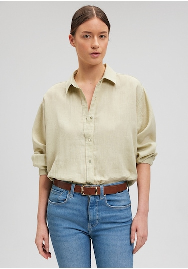 Mavi - Yeşil Keten Gömlek 1210747-71729 Yeşil