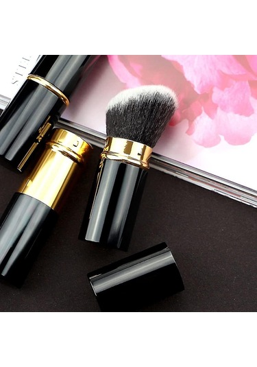 Makyaj Fırçası Geri Çekilebilir Pembe / Siyah / Degrade Allık Fırçası Yumuşak Mineral