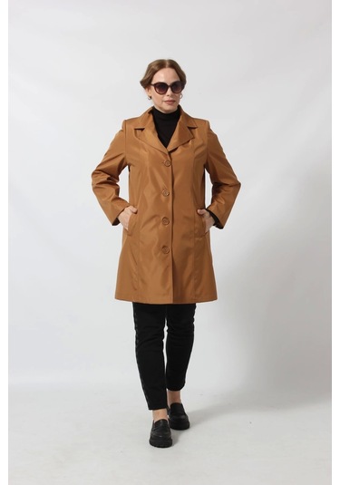 1670 Düğmeli Cep Detaylı Bondit Ceket Hardal