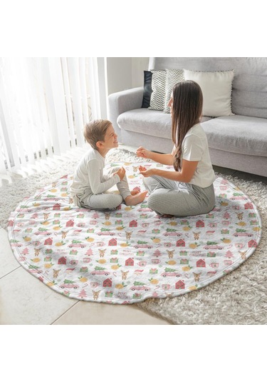 Noel Desenli 47 İnç Yuvarlak Flanel Battaniye, Yetişkin Ve Çocuk İçin, Yumuşak, Rahat Ve Hafif Noel Baba Noel Araba