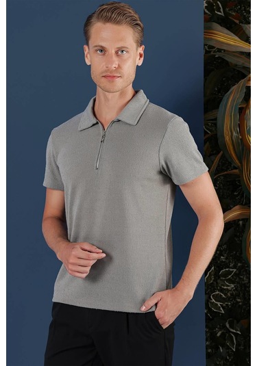 Ts 871 Slim Fit Gri Spor T-shirt Gri
