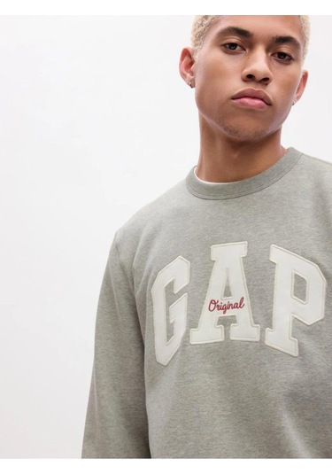 Gap Logo Bisiklet Yaka Sweatshirt-12711 Gri