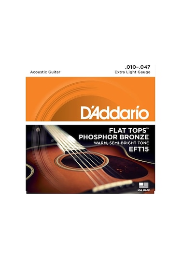 Daddario Eft15 Flat Tops Extra Light Takım Tel Akustik Gitar Teli