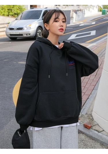 Kadın Gri Back Baskılı Oversize Sweatshirt Ts-Backswt Gri