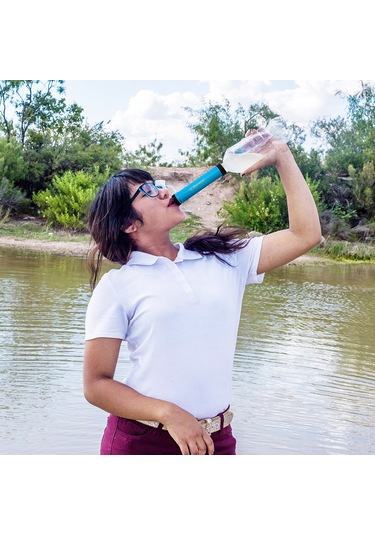Mufunye Hafif Mavi Dışarıda Kullanıma Uygun Su Filtresi - 3 Aşamalı Filtrasyon, 1500 Litre Kapasite, 400 Ml/dakika Hız, Kamp Ve Yürüyüş İçin