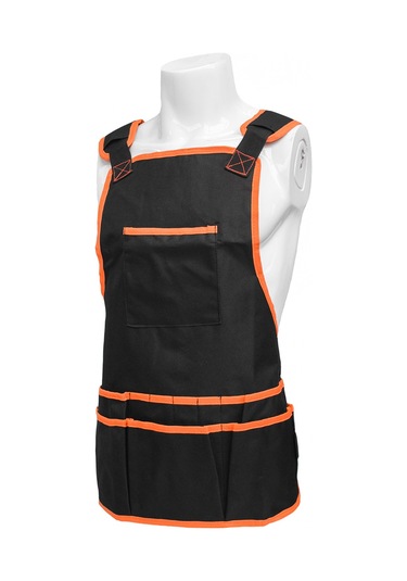 Yifomall Çift Katlı Oxford Kumaş Bahçe Aleti Apronu, Ayarlanabilir Bel Ve Askı, Çok Cepli, Dayanıklı İş Ve Ev Çalışmaları İçin Turuncu-siyah