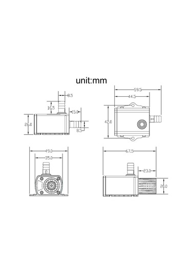 Dc12v Güneşçi Mikro Fırçasız Soğuk Su Dolaşım Çeşmesi Su Pompası, Boyut:qr50c