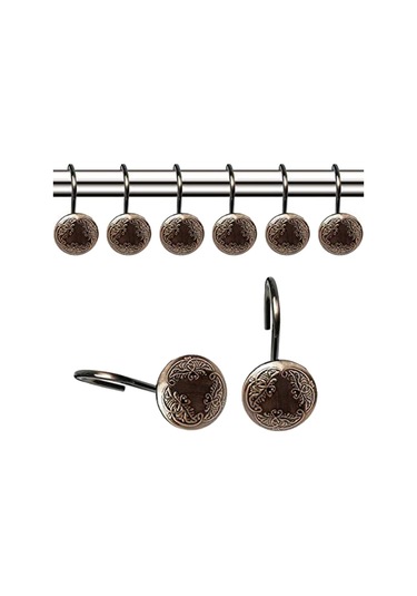 12 Adet Antik Duş Perdesi Kancası Banyo Duş Çubukları İçin Perde Halkaları Kancaları Fotoğraf Rengi Diğer