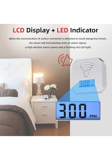 Singree Karbonmonoksit Alarmı - Yüksek Hassasiyetli Co Dedektörü, Lcd Ekranlı, Pil Uyarılı, Taşınabilir Gaz Kaçak Algılama Cihazı