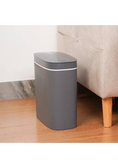 Ankatek Yatak Tuvalet Tenekesi Su Sensörü Sensörlü Oturma Otomatik Odası Odası Kutusu Gri Geçirmez Ev Elektronik Dikiş Dar Çöp Banyo Akıllı 14l Pq Gri Gri